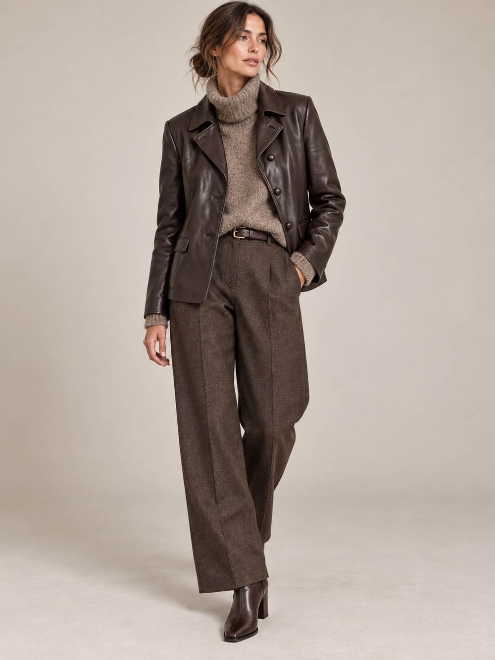 Lafayette 148 New York Espresso Brown Tailored Leather Blazer Jacket Size 12